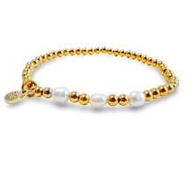 Load image into Gallery viewer, Morse Code Pearl & Gold Waterproof Beaded Bracelet | FAITH