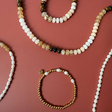 Load image into Gallery viewer, Morse Code Pearl & Gold Beaded Bracelet - STRENGTH