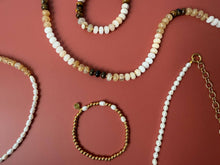 Load image into Gallery viewer, Morse Code Pearl & Gold Waterproof Beaded Bracelet | FAITH
