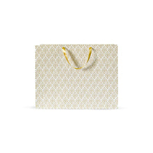 Load image into Gallery viewer, Satin Ribbon Handle White & Gold Printed Gift Paper Large Carry Bags - Big (13 * 17 * 4 Inches) (Pack of 5) (Lilac Leaf)