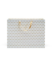 Load image into Gallery viewer, White & Gold Printed Gift Paper Large Carry Bags - Big (13 * 17 * 4 Inches) (Pack of 5) (Polka - Satin)