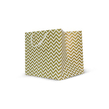 Load image into Gallery viewer, Cake-Box-Size White & Gold Printed Paper Carry Bag - (11 * 10 * 8 Inches) (Pack of 5) (Zigzag Thread)