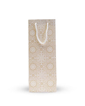 Load image into Gallery viewer, Wine Bottle White & Gold Printed Paper Carry Bag - (5 * 4 * 14 Inches) (Pack of 5) (Cream Flower)