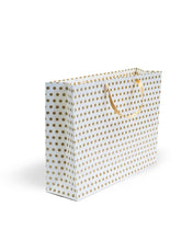 Load image into Gallery viewer, White & Gold Printed Gift Paper Large Carry Bags - Big (13 * 17 * 4 Inches) (Pack of 5) (Polka - Satin)
