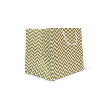 Load image into Gallery viewer, Cake-Box-Size White & Gold Printed Paper Carry Bag - (11 * 10 * 8 Inches) (Pack of 5) (Zigzag Thread)