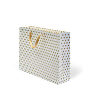 Load image into Gallery viewer, White & Gold Printed Gift Paper Large Carry Bags - Big (13 * 17 * 4 Inches) (Pack of 5) (Polka - Satin)