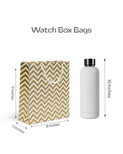 Load image into Gallery viewer, White & Gold Printed Gift Paper Carry Bag -Small (9 * 8 * 3Inches) (Pack of 5) (Zig Zag)