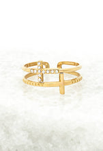 Load image into Gallery viewer, Golden Cross Serenity Ring