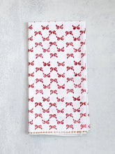 Load image into Gallery viewer, Tea Towel - Bows, Red & Gold