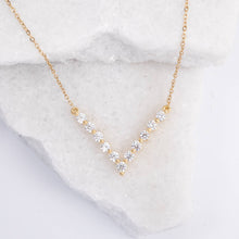Load image into Gallery viewer, Brilliance V-Bar Chevron Zircon & Gold Necklace