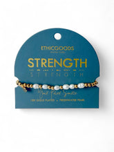 Load image into Gallery viewer, Morse Code Pearl & Gold Beaded Bracelet - STRENGTH