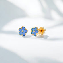 Load image into Gallery viewer, Blue Flowers Tiny Stud Kids Earrings