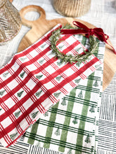 Load image into Gallery viewer, Tea Towel - Plaid Trees, Evergreen & Sage