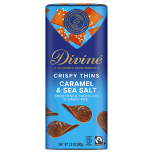 Load image into Gallery viewer, Milk Chocolate with Caramel & Sea Salt Crispy Thins