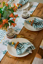Load image into Gallery viewer, Table Runner - Snowdrop -  Midnight Green, Sky Blue &amp; Mustard
